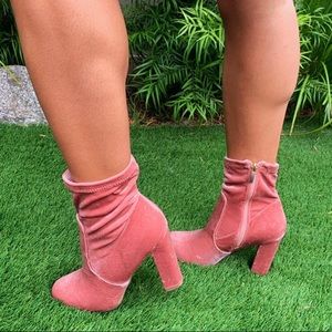 Pink Suede Booties